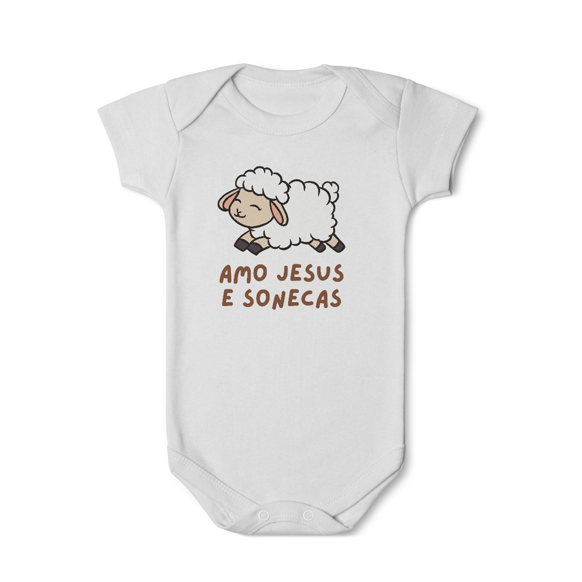 Nome do produto: Amo Jesus e Sonecas (body de bebê)