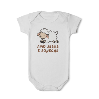 Nome do produto Amo Jesus e Sonecas (body de bebê)