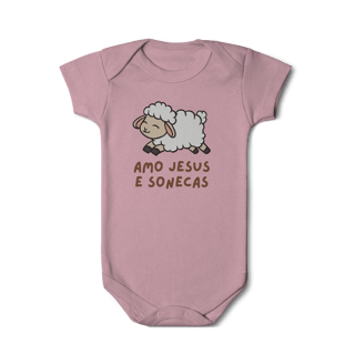 Nome do produto Amo Jesus e Sonecas (body de bebê)