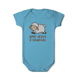 Nome do produto Amo Jesus e Sonecas (body de bebê)