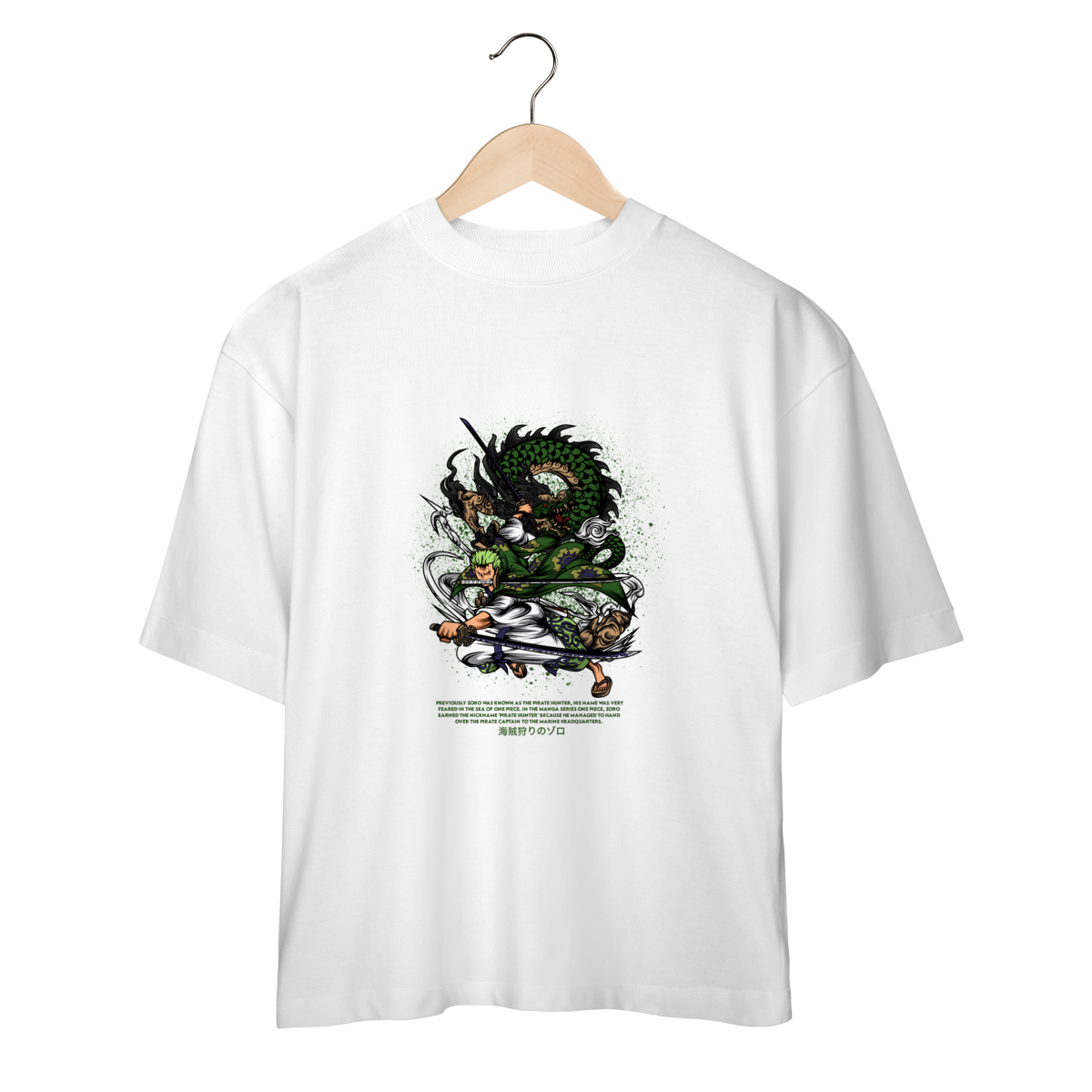 Nome do produto: Camiseta Oversized One Piece Roronoa Zoro