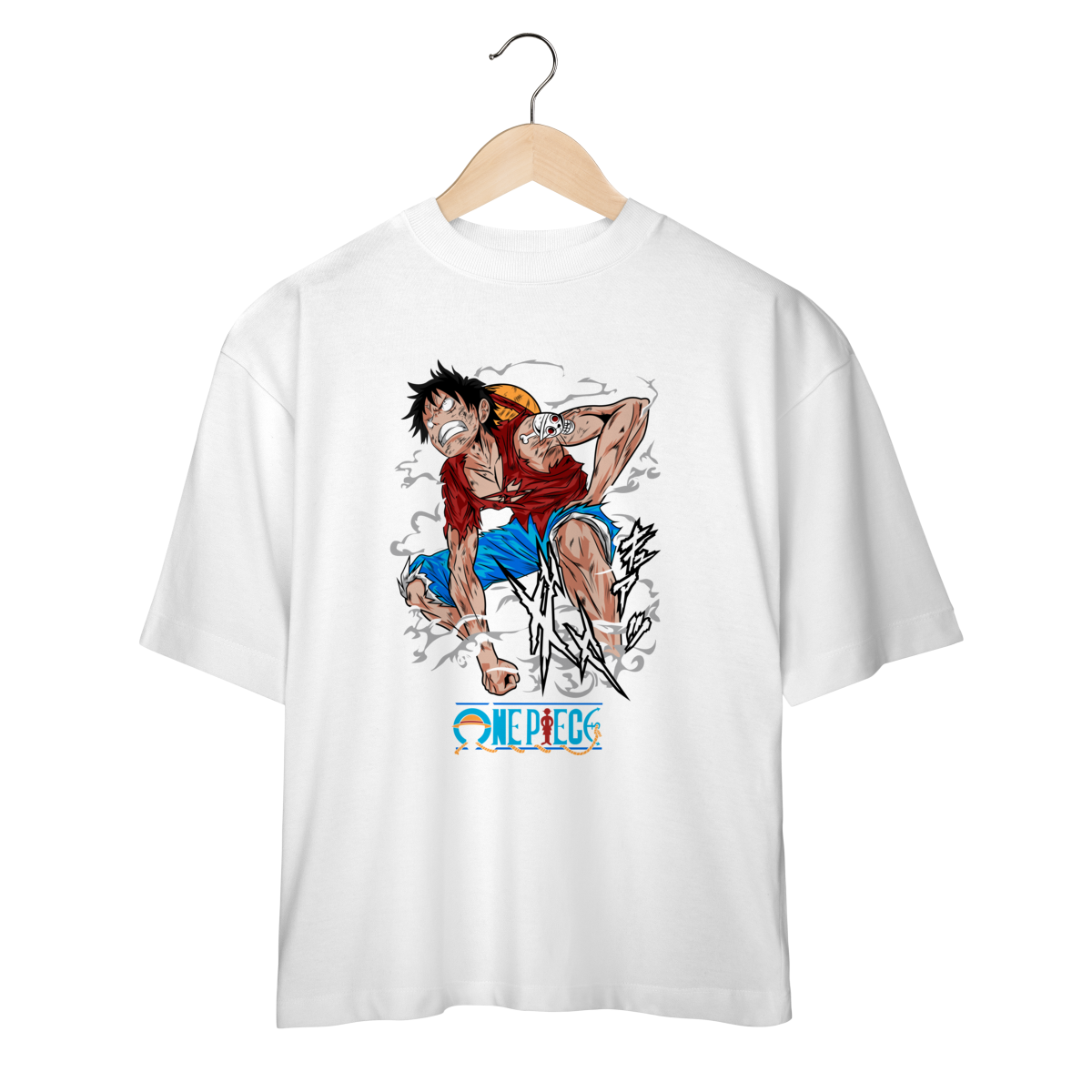 Nome do produto: Camiseta Oversized One Piece Monkey D. Luffy Irado