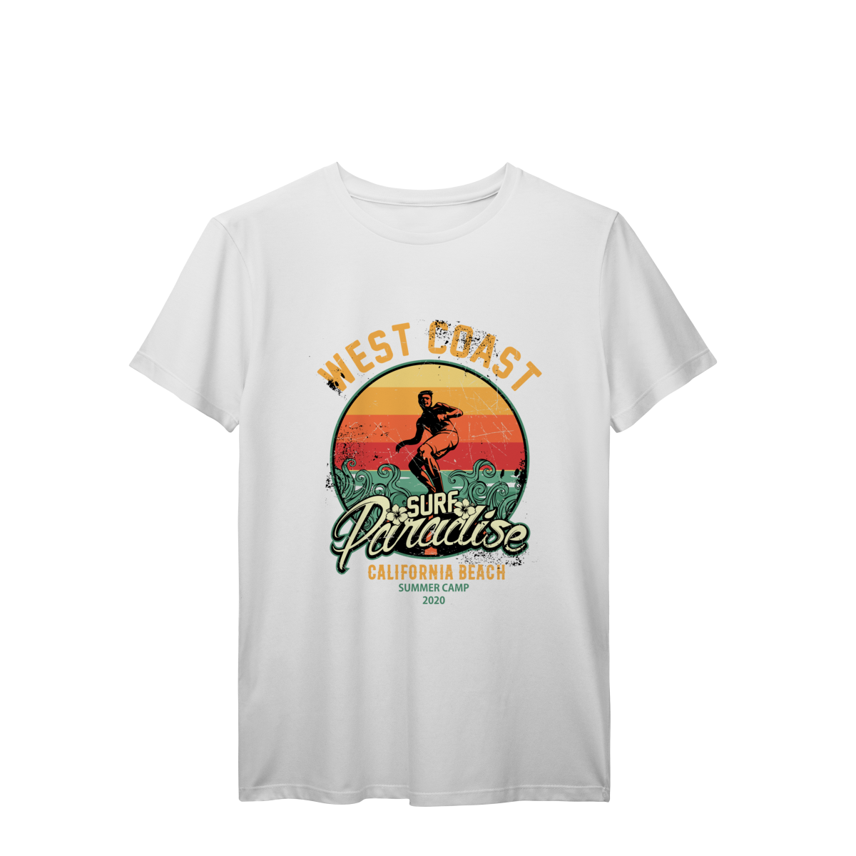 Camiseta Surf Paradise California Beach Vintage Unissex Premium