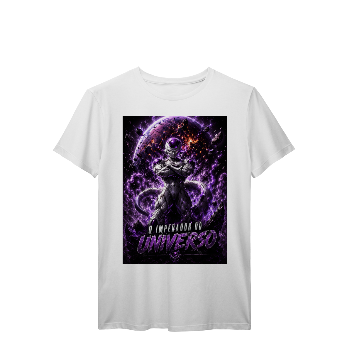 Camiseta Unissex Imperador do Universo Guerreiro Cósmico Aura Roxa Anime Premium
