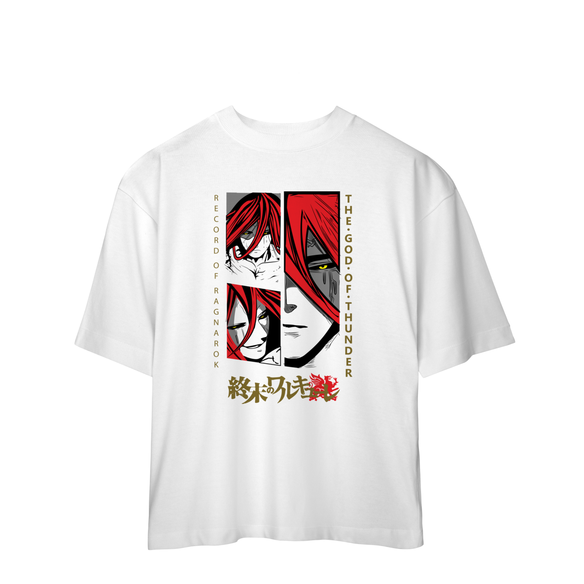 Camiseta Oversized Record of Ragnarok Shuumatsu no Valkyrie Anime Geek Otaku Unissex Premium
