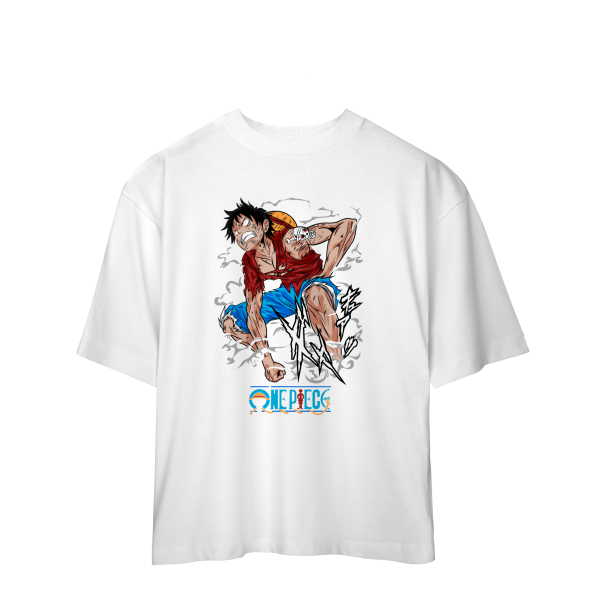 Camiseta Oversized One Piece Monkey D. Luffy Espírito de Luffy Anime Geek Otaku Unissex Premium