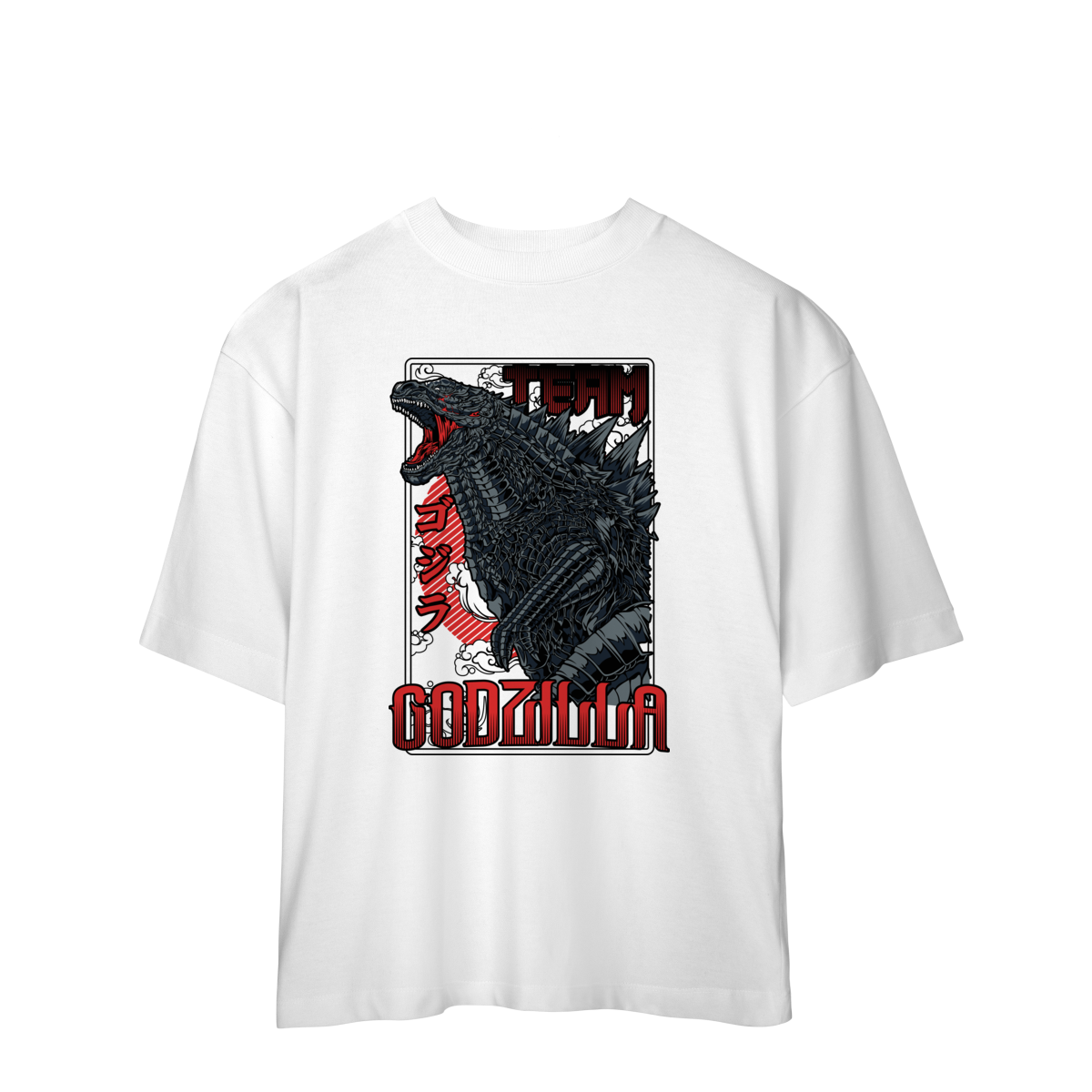 Camiseta Oversized Team Godzilla Kaiju Streetwear Geek Unissex Premium