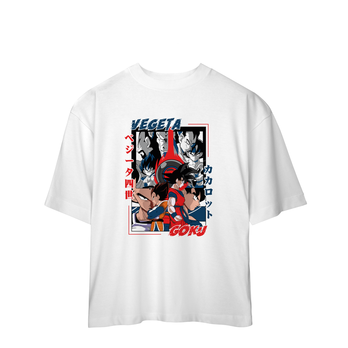 Camiseta Oversized Dragon Ball Z Goku x Vegeta Saiyajins Anime Geek Otaku Unissex Premium 