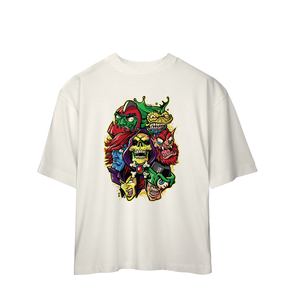 Camiseta Oversized He-Man Skeletor Vilões Mestres do Universo Geek Retrô Unissex Premium