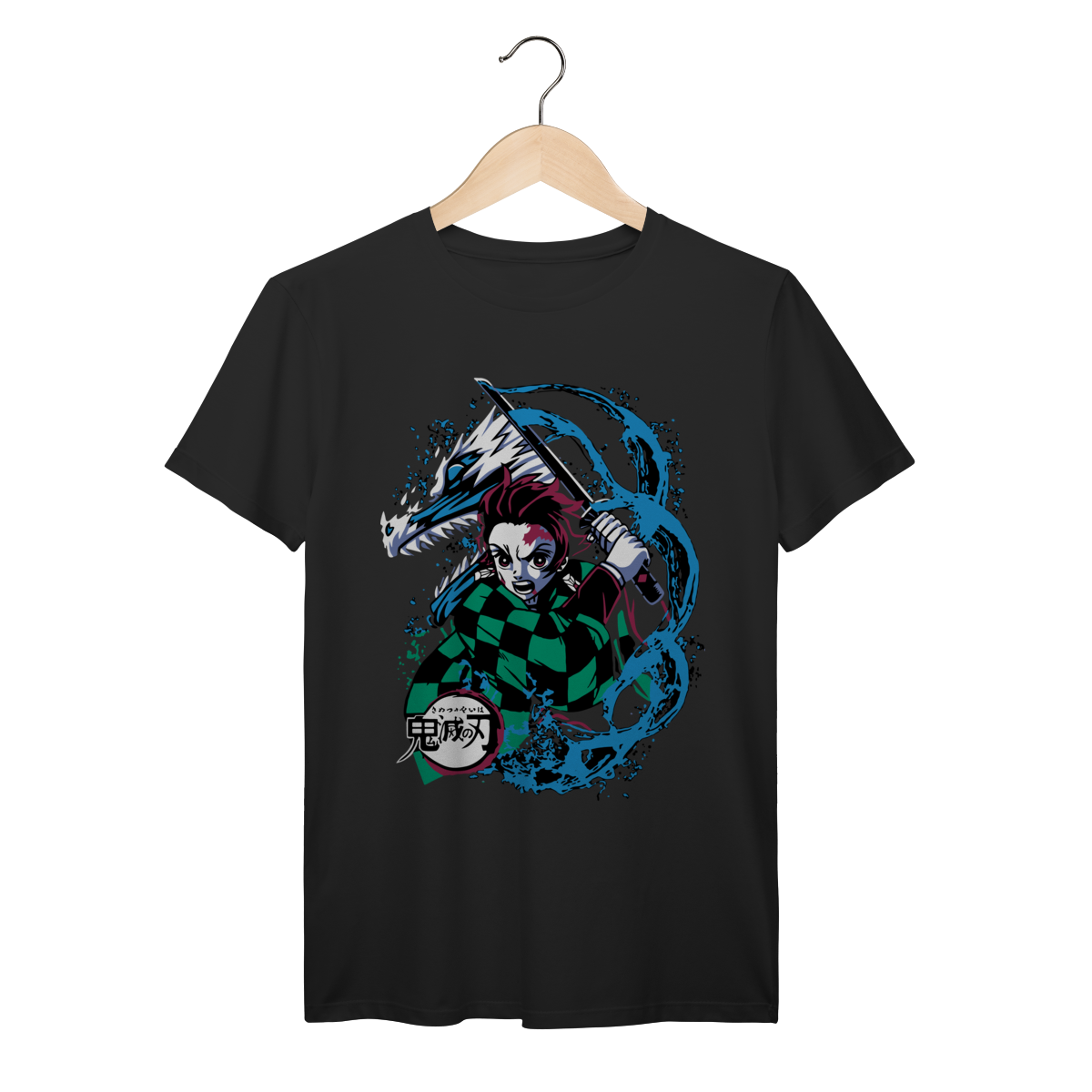 Camiseta Demon Slayer Tanjiro Kamado Respiração da Água Kimetsu no Yaiba Anime Unissex Premium