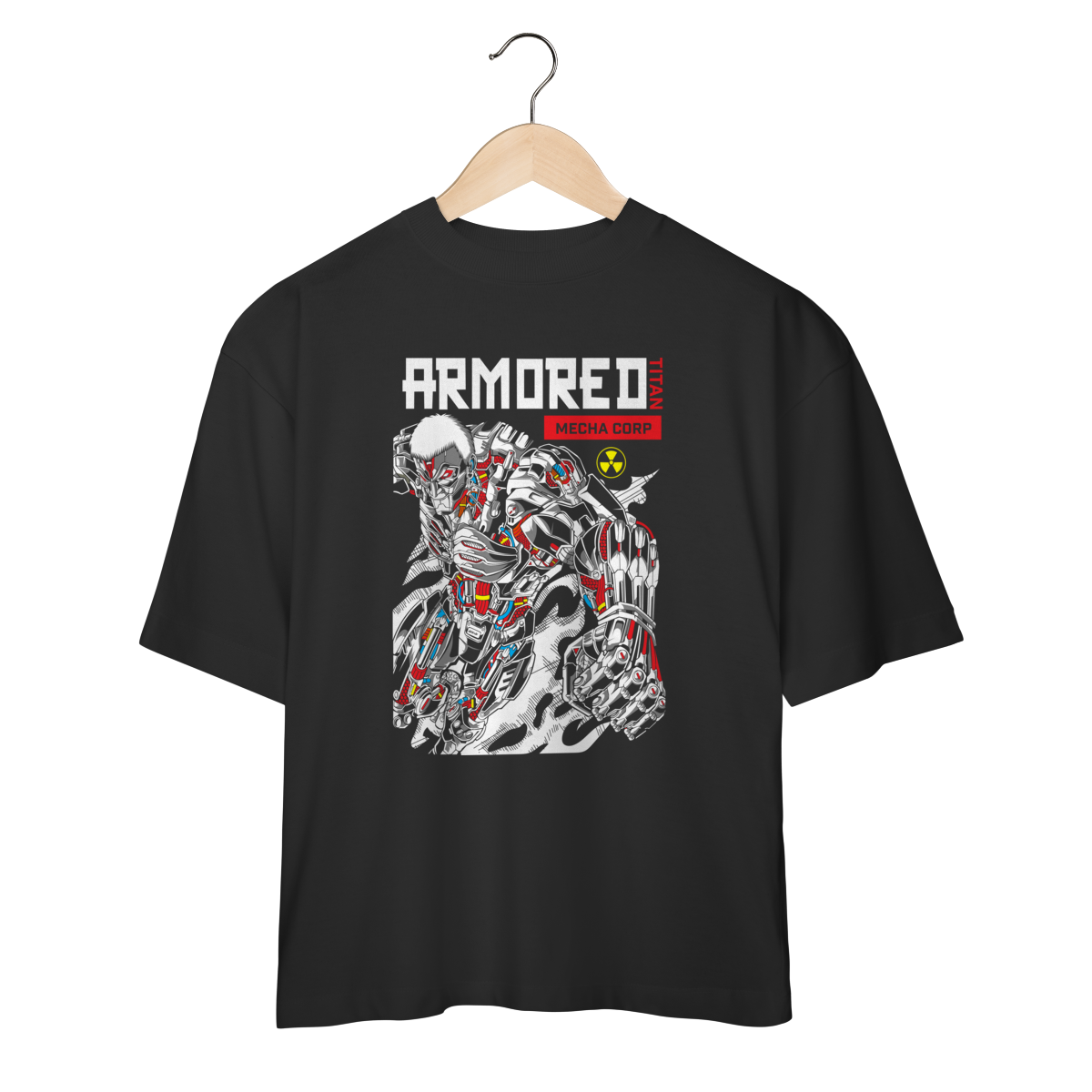 Camiseta Oversized Attack on Titan Shingeki no Kyojin Mecha Anime Geek Otaku Unissex Premium