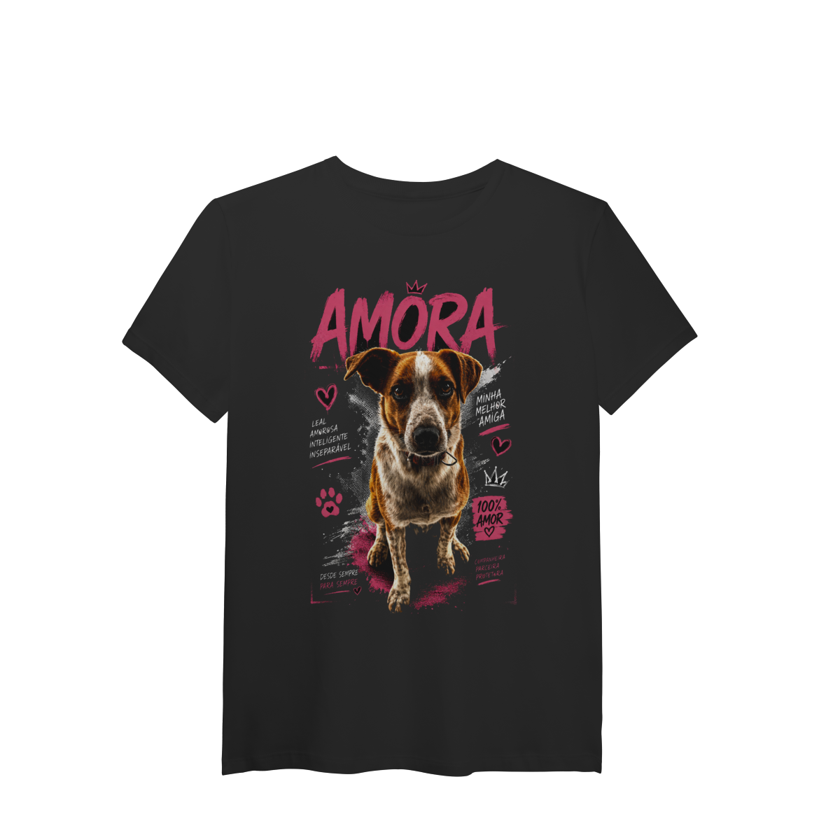 Camiseta Unissex Premium Cachorrinha Amora  Presente para Amantes de Cachorros
