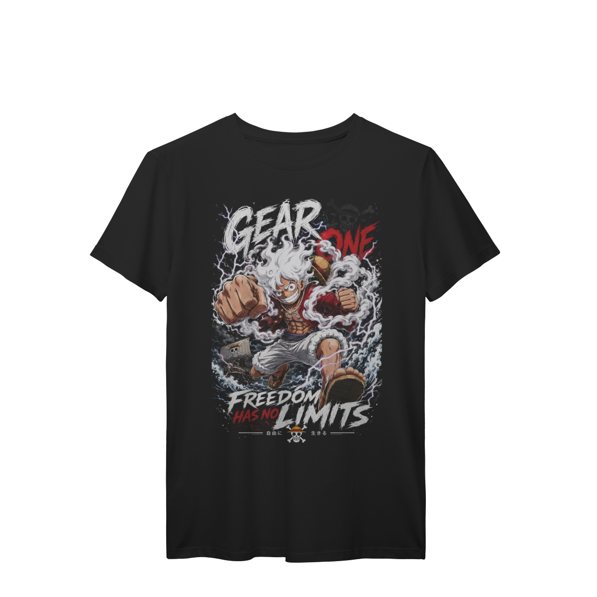 Camiseta Guerreiro Pirata da Liberdade Aura Branca Anime Premium