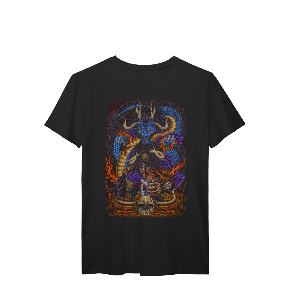 Camiseta Kaido Dragão Azul Imperador do Mar Premium
