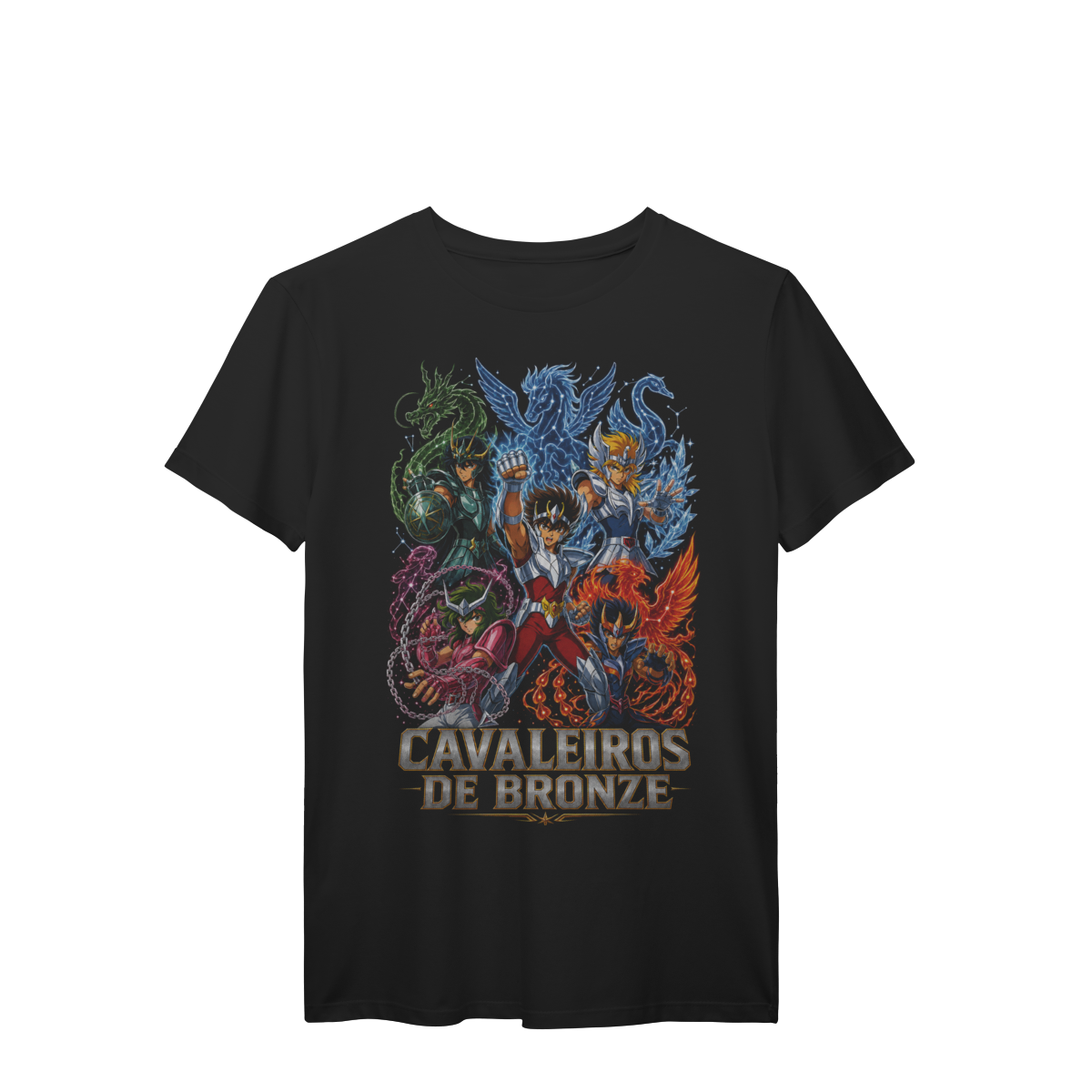 Camiseta Cinco Guerreiros das Constelações Arte Oriental Premium