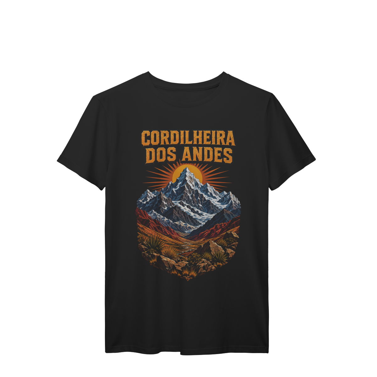 Camiseta Cordilheira dos Andes Montanhas Nevadas Viagem Vintage Premium