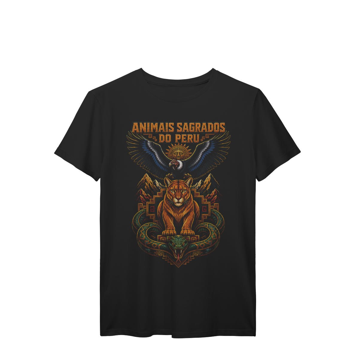 Camiseta Animais Sagrados do Peru Condor Puma e Serpente Premium