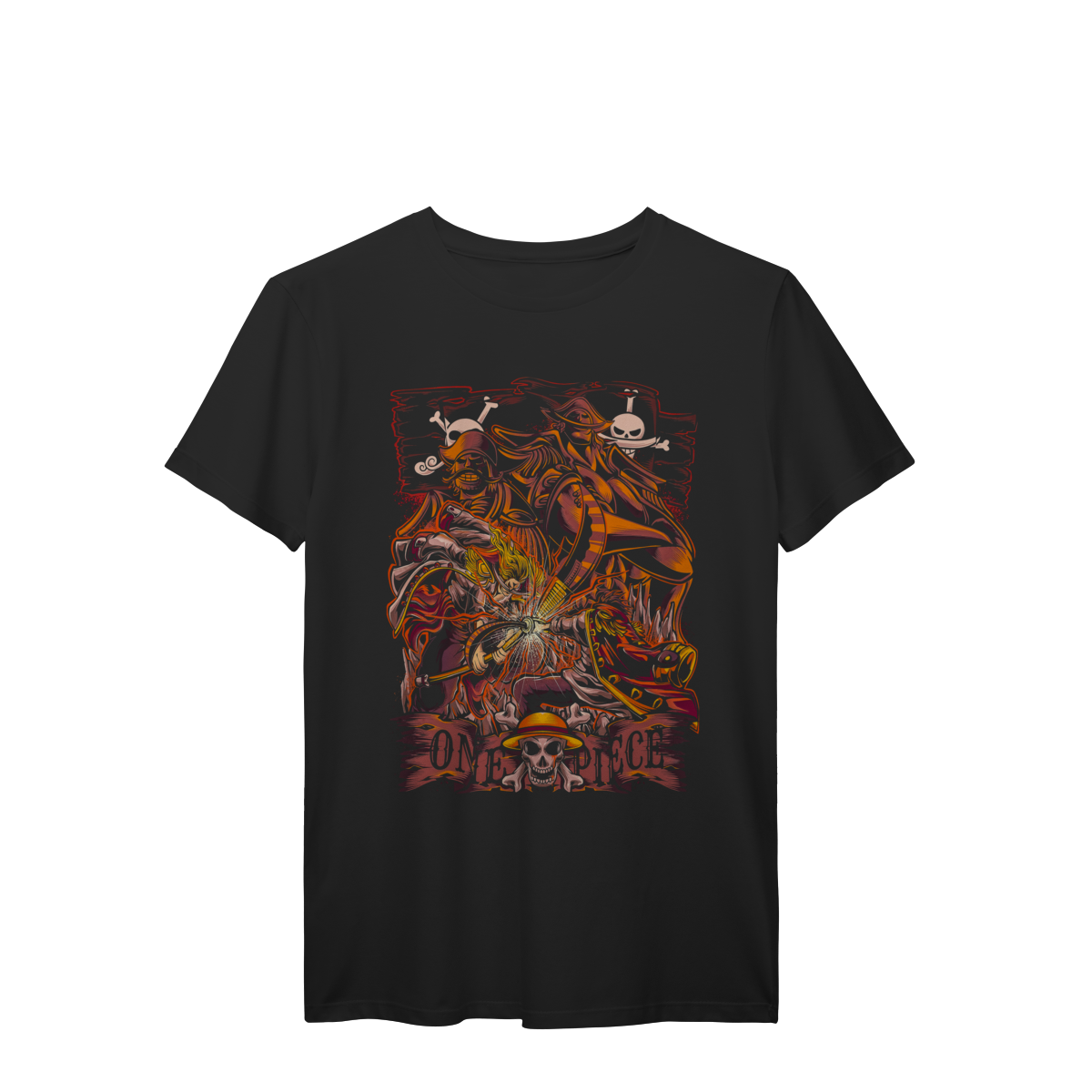Camiseta Gol D. Roger vs Barba Branca Lendas Piratas Premium