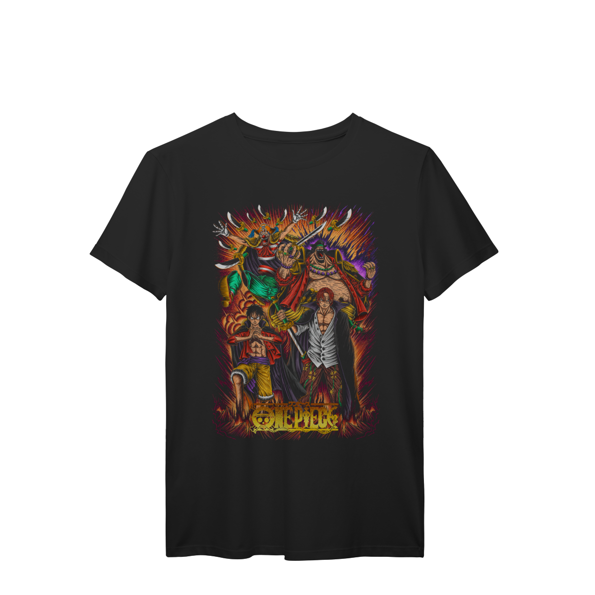 Camiseta Luffy Shanks Buggy Barba Negra Quatro Imperadores Premium