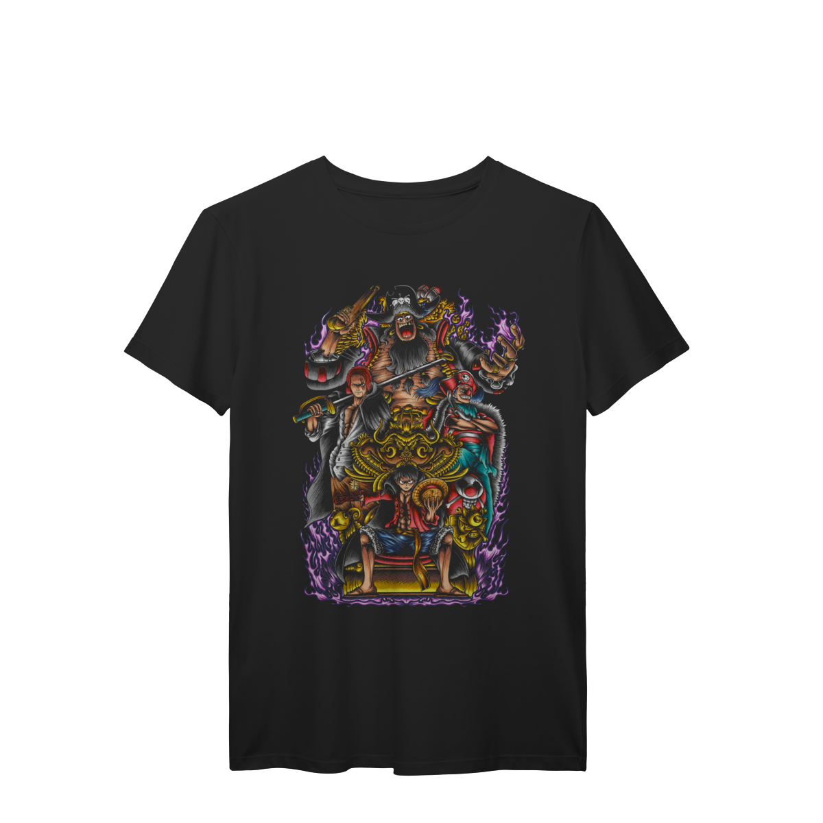 Camiseta Luffy Shanks Buggy Barba Negra Quatro Imperadores Premium