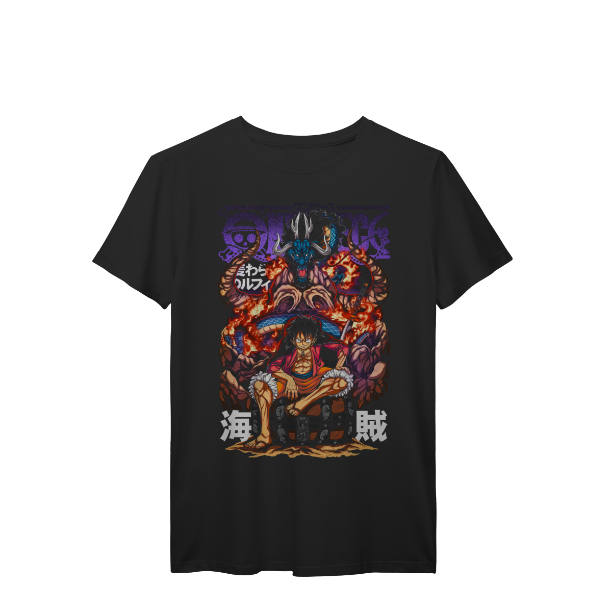 Camiseta Luffy vs Kaido Dragão Azul Batalha de Wano Premium