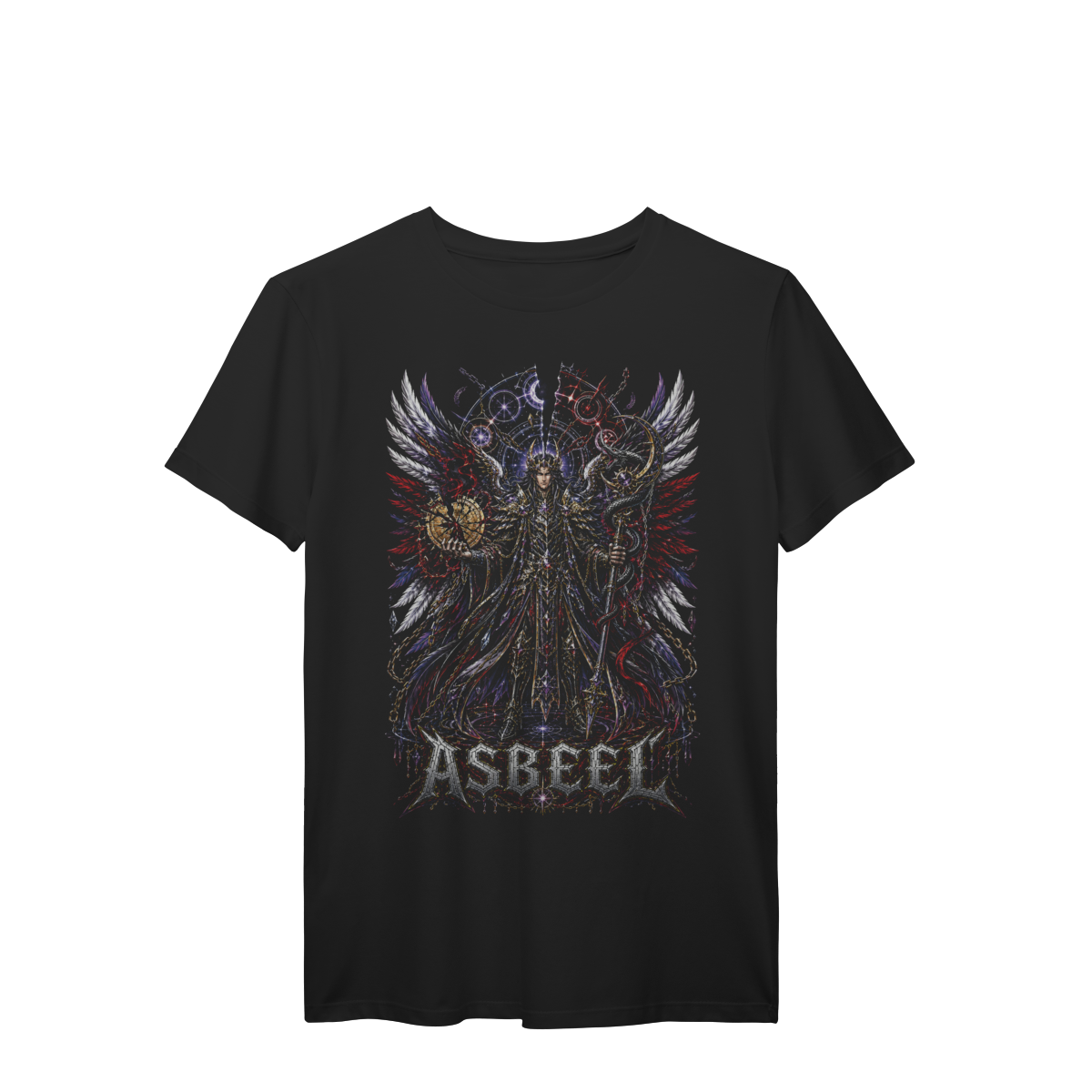 Camiseta Asbeel Anjo Vigilante Guardião Astral Dark Fantasy Premium