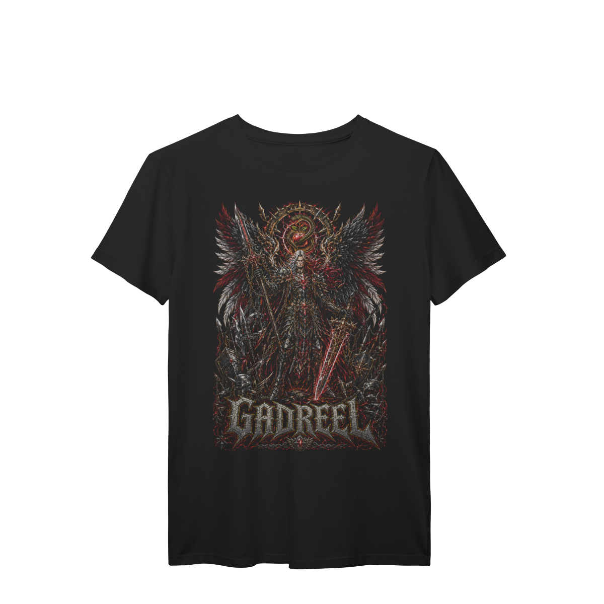Camiseta Gadreel Anjo Vigilante Guerreiro Celestial Espada Vermelha Premium