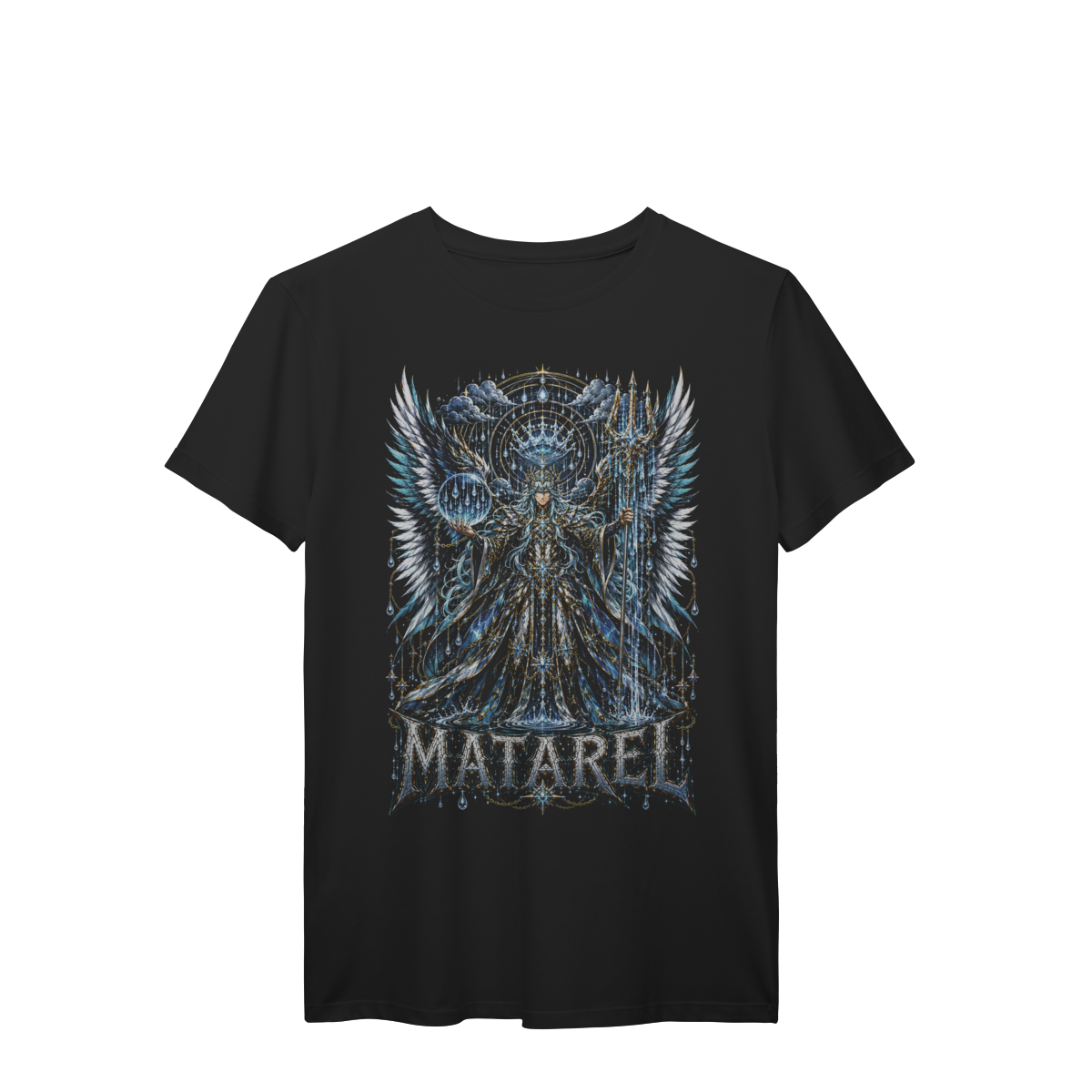 Camiseta Matarel Guardião das Águas Celestiais Tridente Azul Premium
