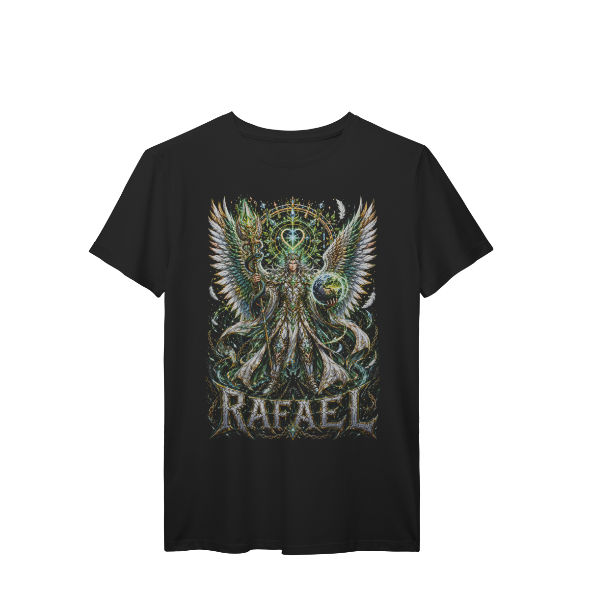 Camiseta Arcanjo Rafael Guardião da Cura e Proteção Celestial Premium
