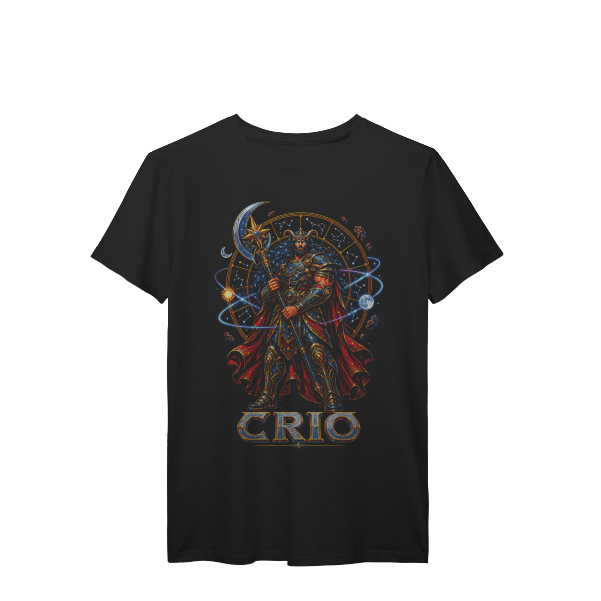 Camiseta Crio Titã Celestial Sol Lua e Constelações Mitologia Grega Premium