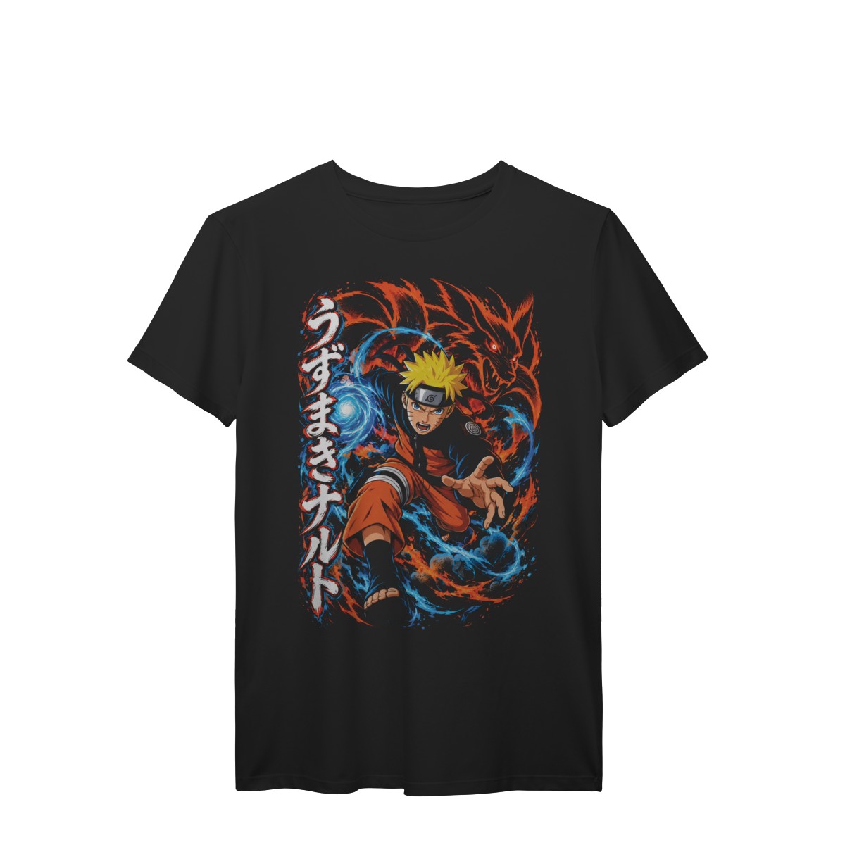 Camiseta Naruto Uzumaki Rasengan Kurama Nove Caudas Anime Premium