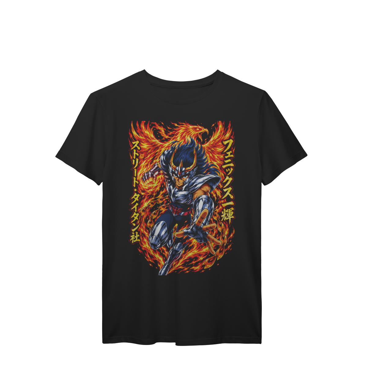 Camiseta Cavaleiro da Fênix Chamas do Renascimento Anime Premium