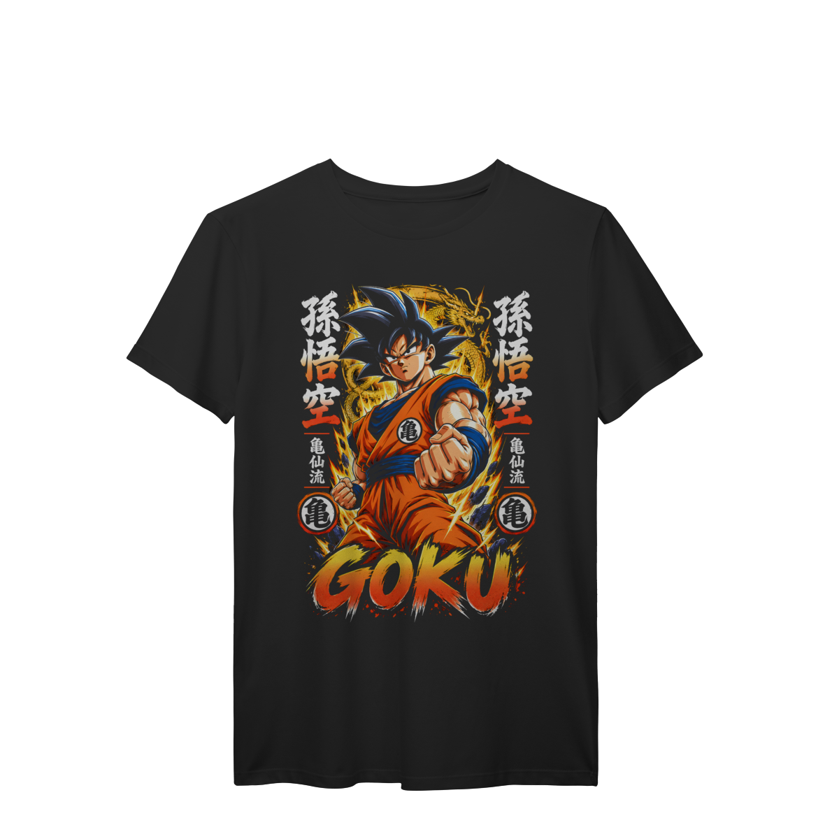 Nome do produto: Camiseta Goku Dragão Dourado Energia Saiyajin Anime Premium