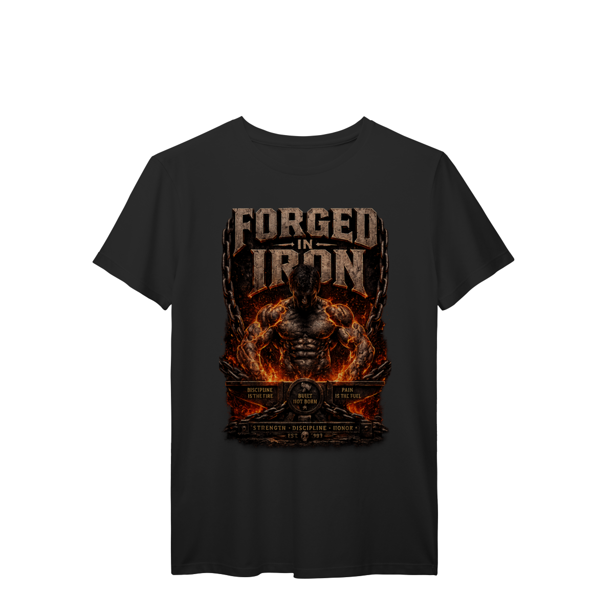 Camiseta Gym Forged in Iron Academia Fitness Musculação Bodybuilding Unissex Premium