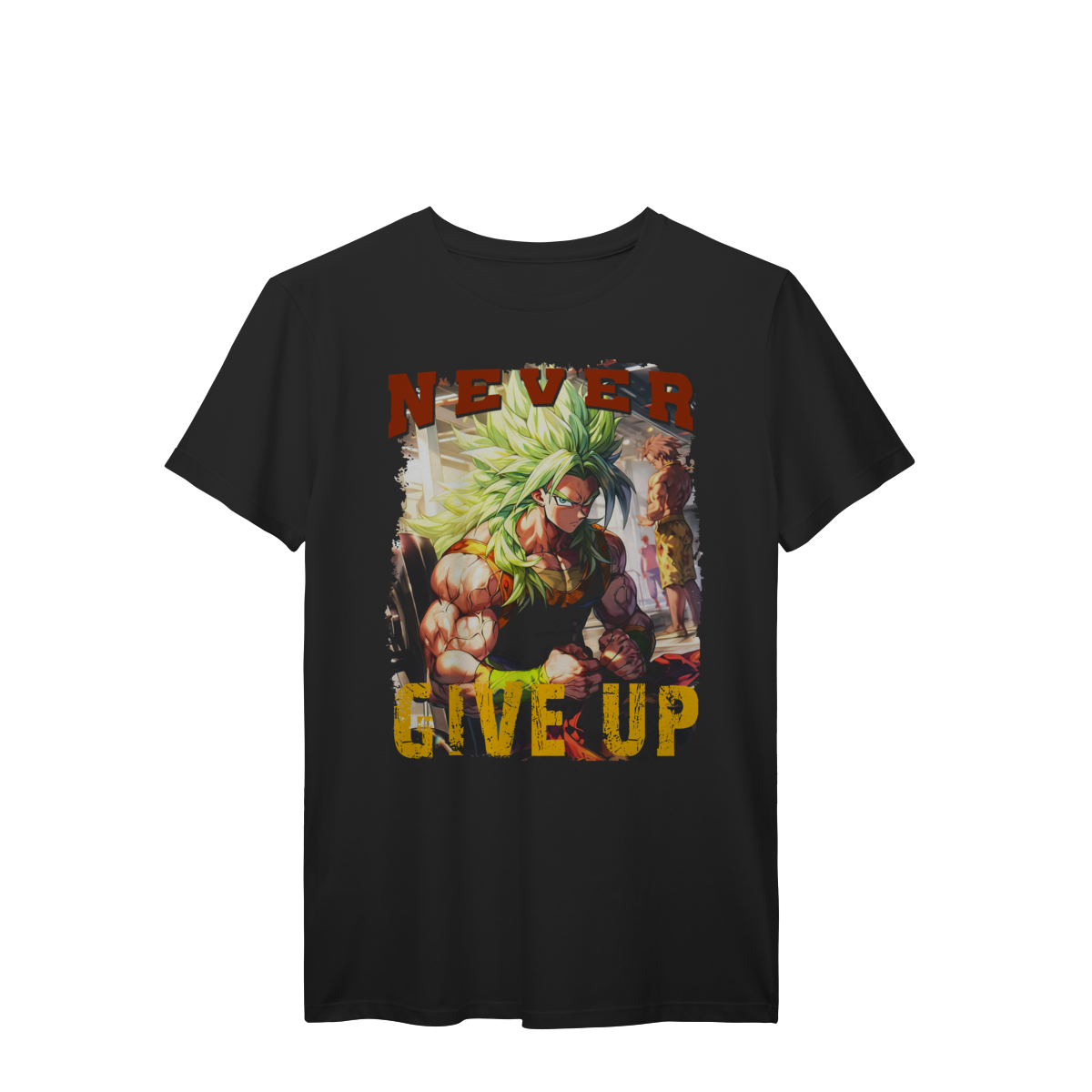Camiseta Gym Never Give Up Academia Fitness Musculação Bodybuilding Unissex Premium