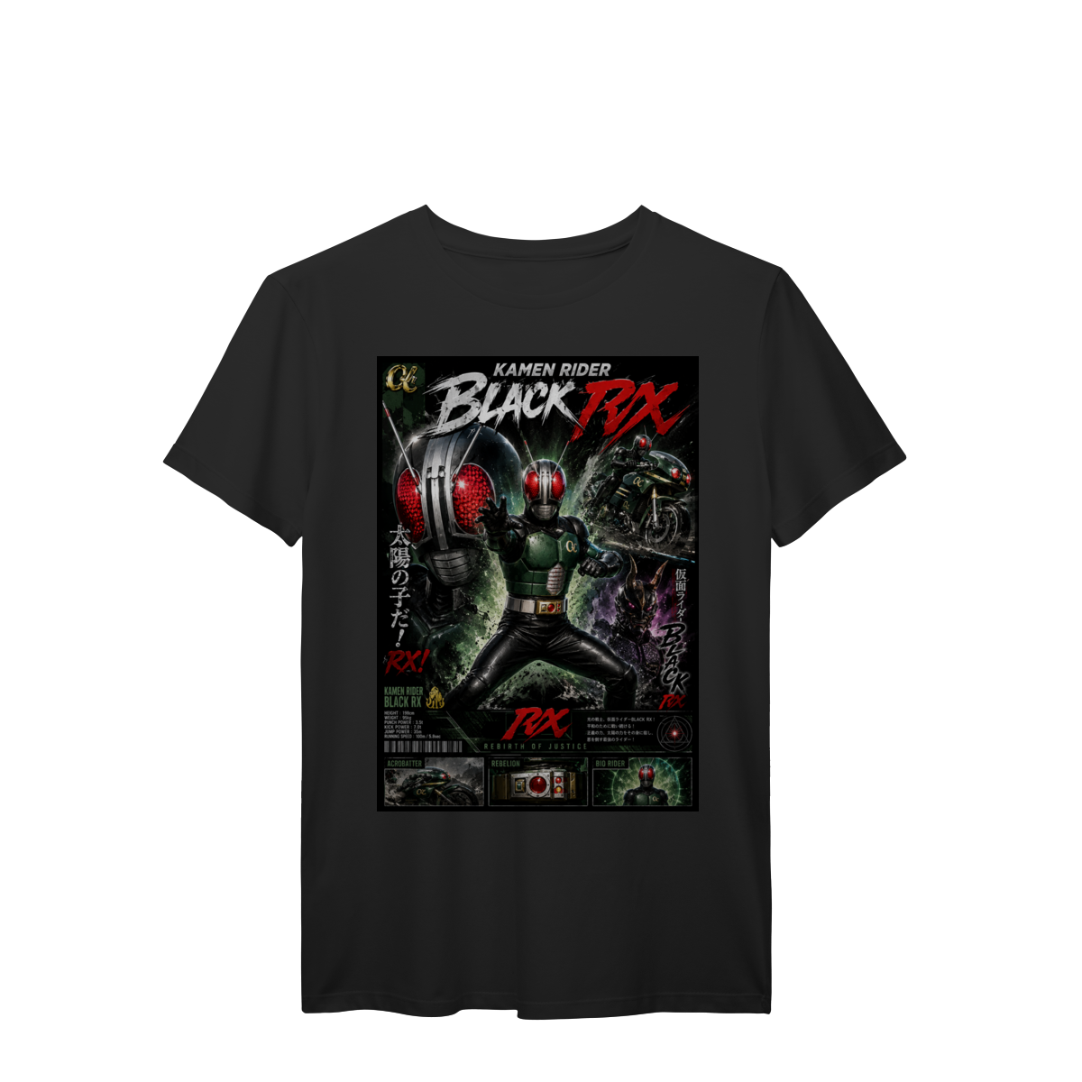 Camiseta Kamen Rider Black RX Tokusatsu Vintage Retrô Unissex Premium