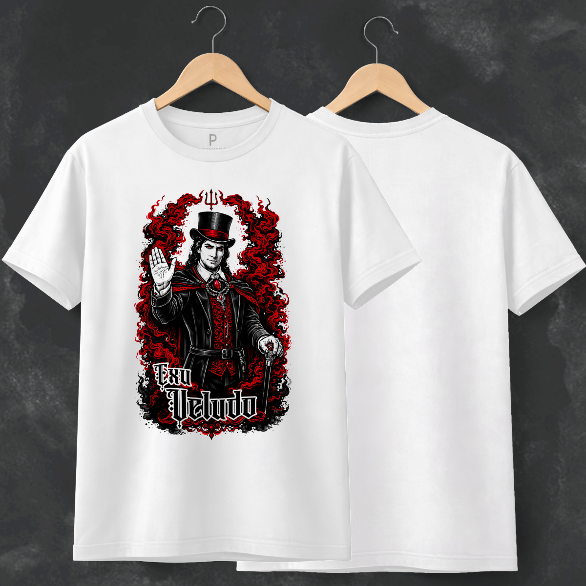 Nome do produto: Camiseta Exu Veludo - Branca