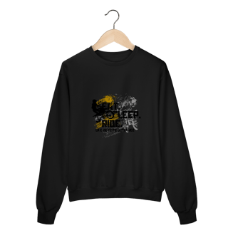Nome do produto Eat, Sleep, Ride - Collab  Lá e de Moto Outra Vez  - Unissex, Moletom fechado