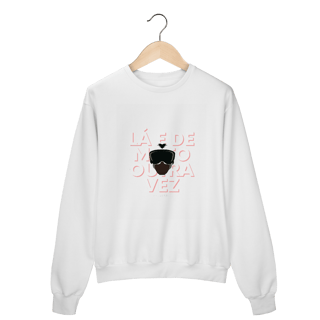 Nome do produto Lá e de Moto Outra Vez Logo - Collab  Lá e de Moto Outra Vez  - Unissex, Moletom Fechado