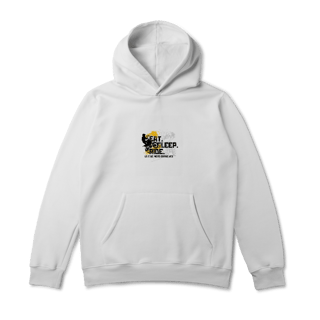 Nome do produto Eat, Sleep, Ride - Collab  Lá e de Moto Outra Vez  - Unissex, Moletom Canguru