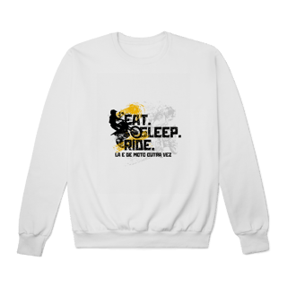 Nome do produto Eat, Sleep, Ride - Collab  Lá e de Moto Outra Vez  - Unissex, Moletom fechado