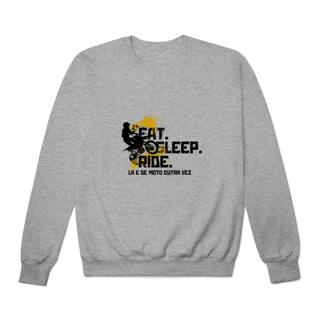 Nome do produto Eat, Sleep, Ride - Collab  Lá e de Moto Outra Vez  - Unissex, Moletom fechado