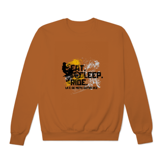 Nome do produto Eat, Sleep, Ride - Collab  Lá e de Moto Outra Vez  - Unissex, Moletom fechado