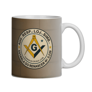 Caneca Estrela do Renascer entre colunas