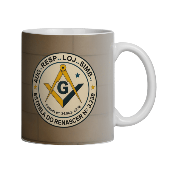 Caneca Estrela do Renascer entre colunas