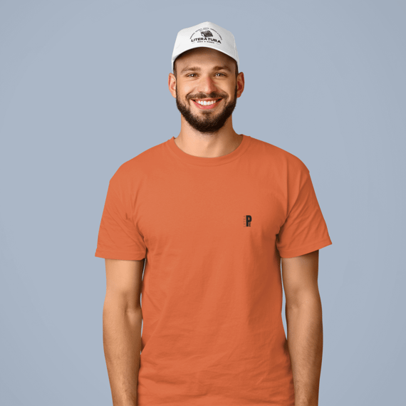 Unissex | Básica Algodão Premium Letra Pê - Laranja