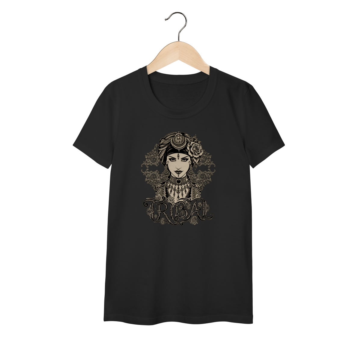 Nome do produto: Baby Look Jalila (preta) - Coleção Tribal ATS/FCBD