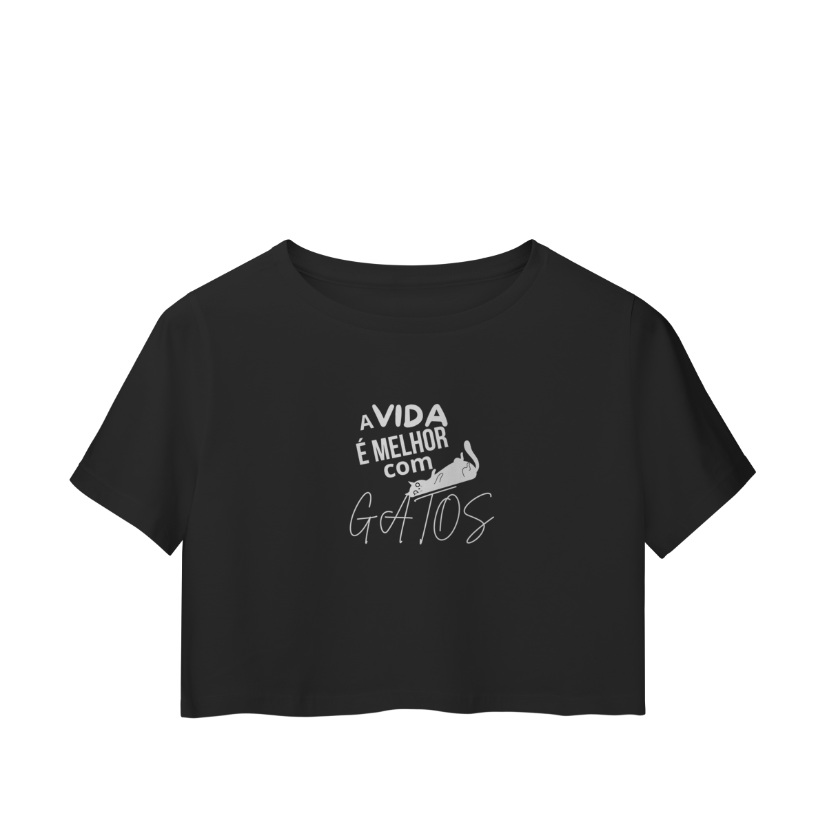Nome do produto: Cropped A vida é melhor com gatos