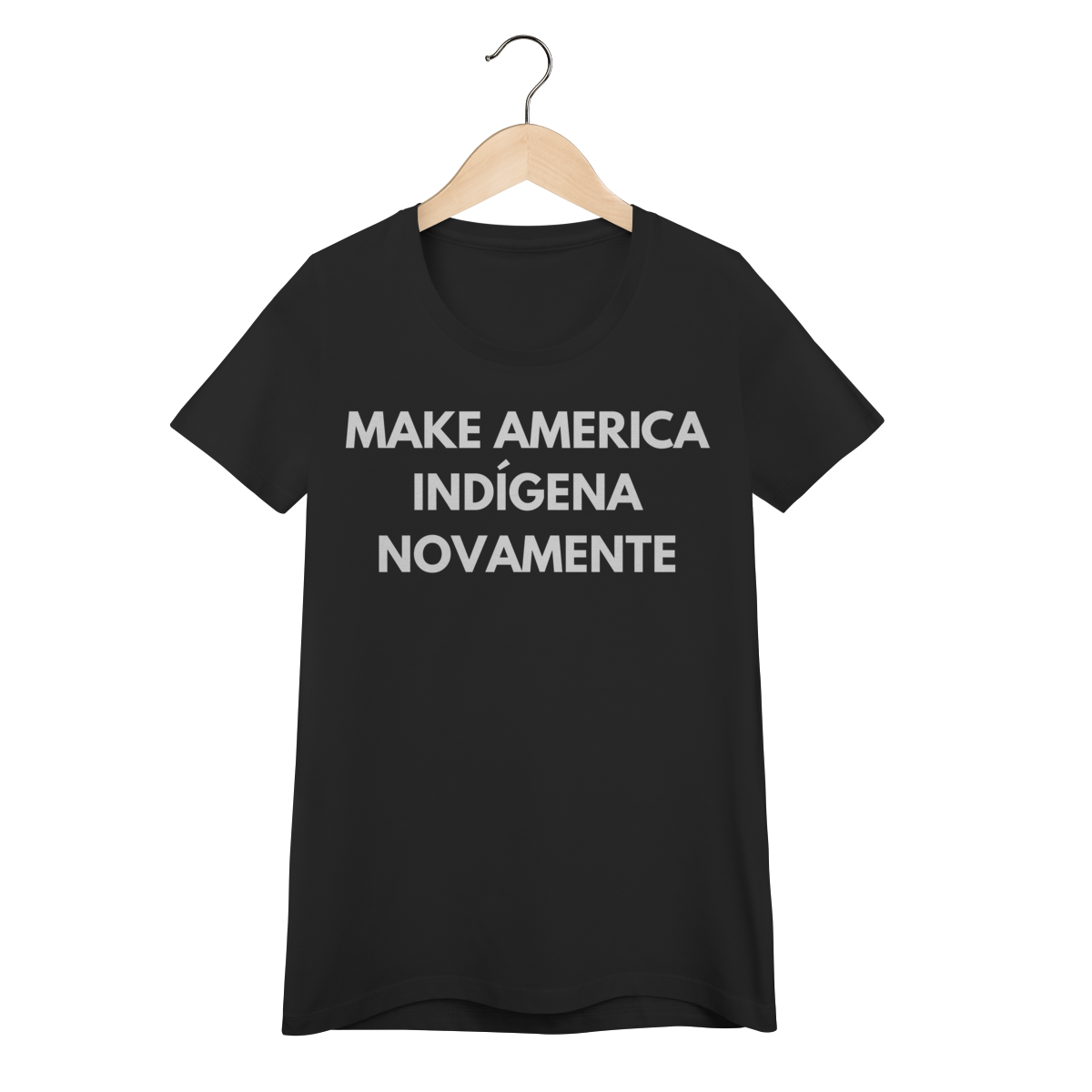 Nome do produto: baby look MAKE AMERICA INDÍGENA NOVAMENTE