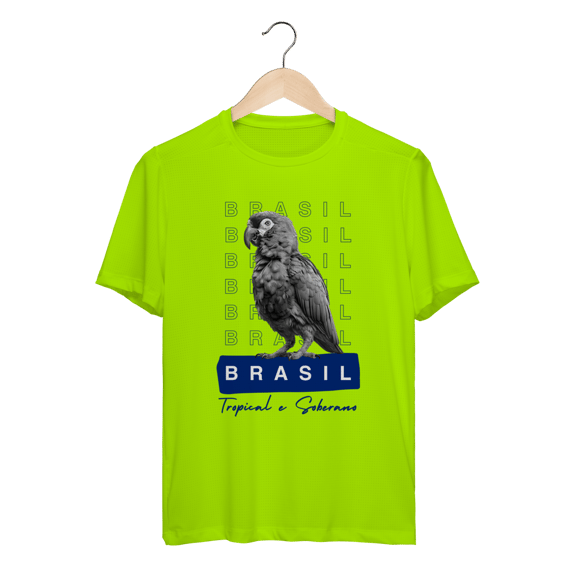 camiseta sport Dry UV BRASIL Tropical e Soberano - PAPAGAIO